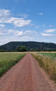 Preview wallpaper path, field, hill, trees, nature