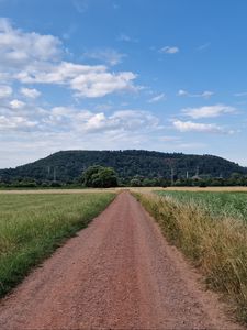 Preview wallpaper path, field, hill, trees, nature