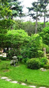 Preview wallpaper path, garden, statue, stones, lawn, green