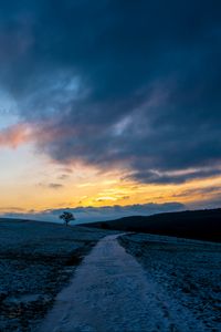 Preview wallpaper path, meadow, field, hills, sunrise