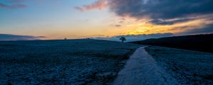 Preview wallpaper path, meadow, field, hills, sunrise