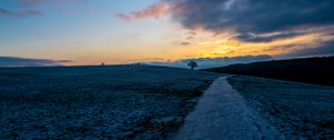 Preview wallpaper path, meadow, field, hills, sunrise