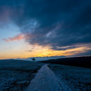 Preview wallpaper path, meadow, field, hills, sunrise