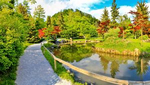 Preview wallpaper path, protection, garden, pond, brightly, summer