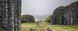Preview wallpaper path, rocks, valley, fog