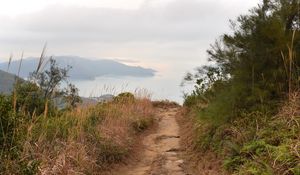 Preview wallpaper path, shore, sea, fog, landscape