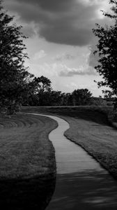 Preview wallpaper path, trees, bw, sky