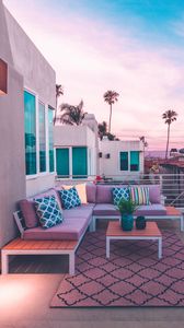 Preview wallpaper patio, balcony, palm trees, comfort, furniture, tropics