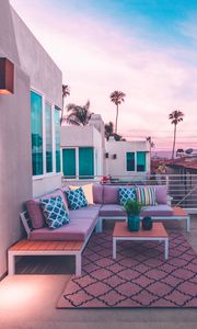 Preview wallpaper patio, balcony, palm trees, comfort, furniture, tropics