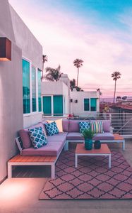 Preview wallpaper patio, balcony, palm trees, comfort, furniture, tropics