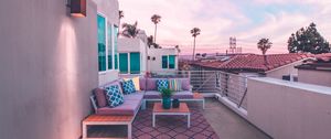 Preview wallpaper patio, balcony, palm trees, comfort, furniture, tropics