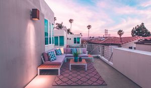 Preview wallpaper patio, balcony, palm trees, comfort, furniture, tropics