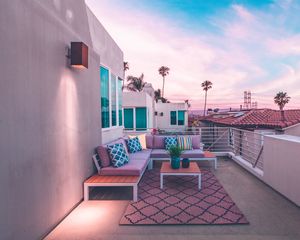 Preview wallpaper patio, balcony, palm trees, comfort, furniture, tropics