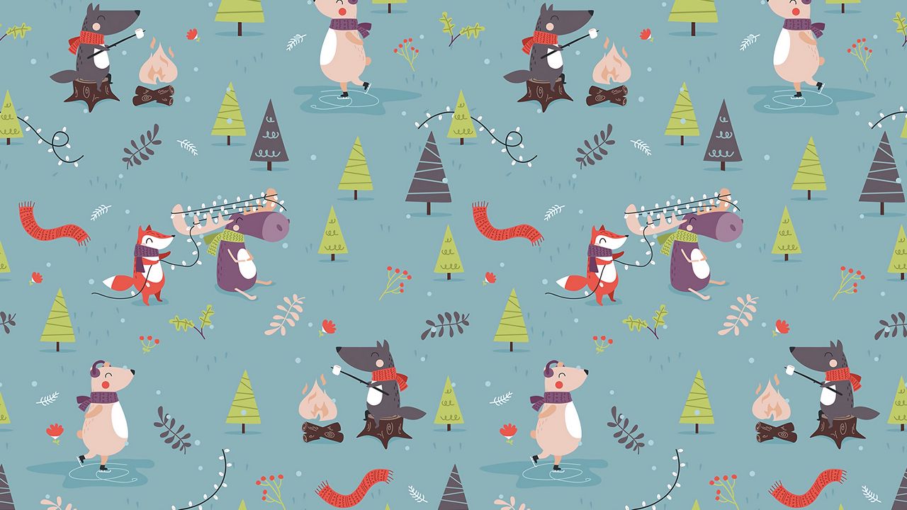Wallpaper pattern, animals, new year, funny, art