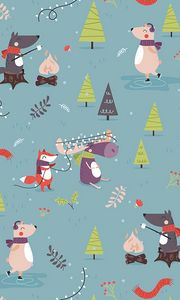 Preview wallpaper pattern, animals, new year, funny, art