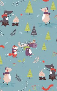 Preview wallpaper pattern, animals, new year, funny, art