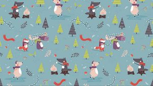 Preview wallpaper pattern, animals, new year, funny, art