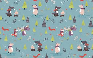 Preview wallpaper pattern, animals, new year, funny, art