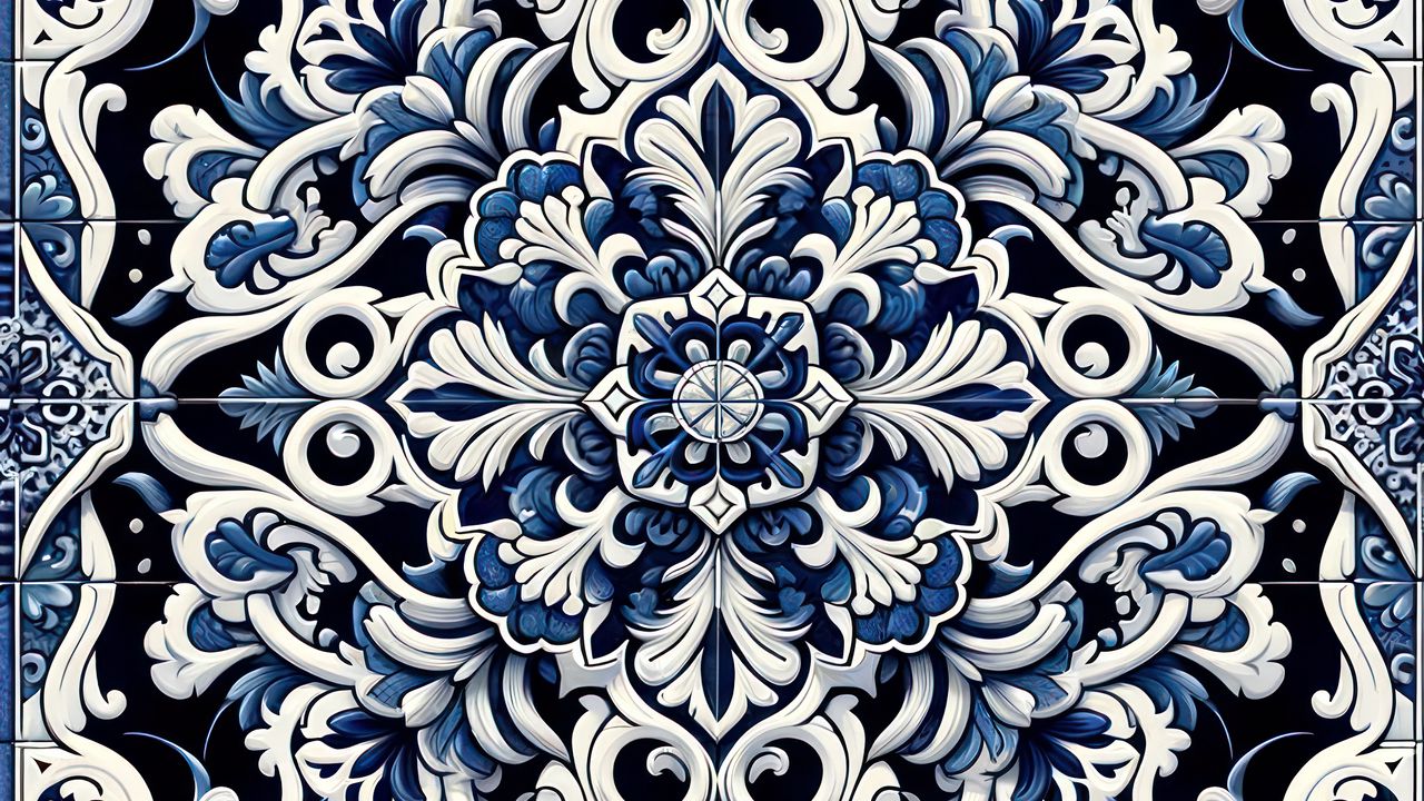 Wallpaper pattern, background, abstraction, blue, white