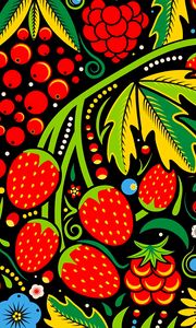 Preview wallpaper pattern, berry, flowers, painting