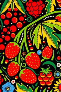 Preview wallpaper pattern, berry, flowers, painting
