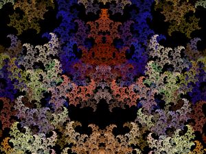 Preview wallpaper pattern, black background, abstraction, multicolored