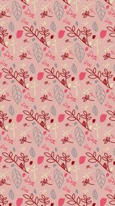 Preview wallpaper pattern, branches, leaves, pink