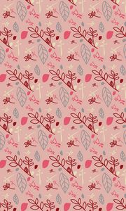 Preview wallpaper pattern, branches, leaves, pink