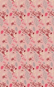 Preview wallpaper pattern, branches, leaves, pink