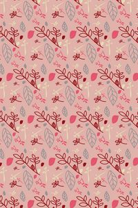 Preview wallpaper pattern, branches, leaves, pink