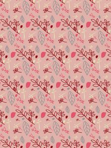 Preview wallpaper pattern, branches, leaves, pink