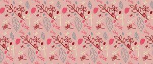 Preview wallpaper pattern, branches, leaves, pink