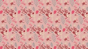 Preview wallpaper pattern, branches, leaves, pink