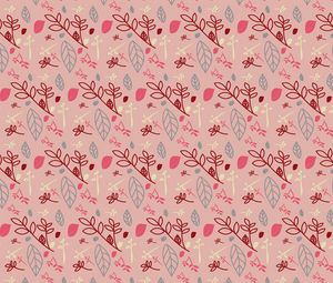 Preview wallpaper pattern, branches, leaves, pink