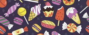 Preview wallpaper pattern, candy, ice cream, cookies, cupcakes