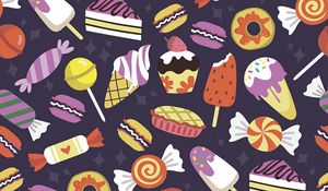 Preview wallpaper pattern, candy, ice cream, cookies, cupcakes