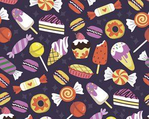 Preview wallpaper pattern, candy, ice cream, cookies, cupcakes