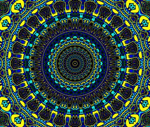 Preview wallpaper pattern, circles, abstraction, blue, yellow