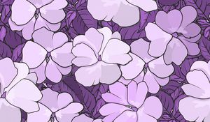 Preview wallpaper pattern, flowers, leaves, floral, white, lilac