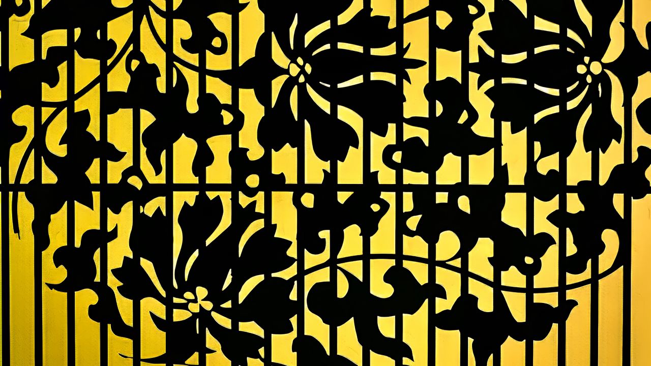 Wallpaper pattern, flowers, lines, silhouettes, dark