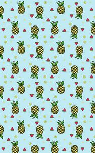 Preview wallpaper pattern, fruit, tropical, pineapple, watermelon, lime