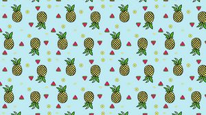 Preview wallpaper pattern, fruit, tropical, pineapple, watermelon, lime