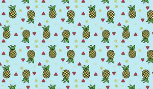 Preview wallpaper pattern, fruit, tropical, pineapple, watermelon, lime