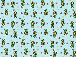 Preview wallpaper pattern, fruit, tropical, pineapple, watermelon, lime
