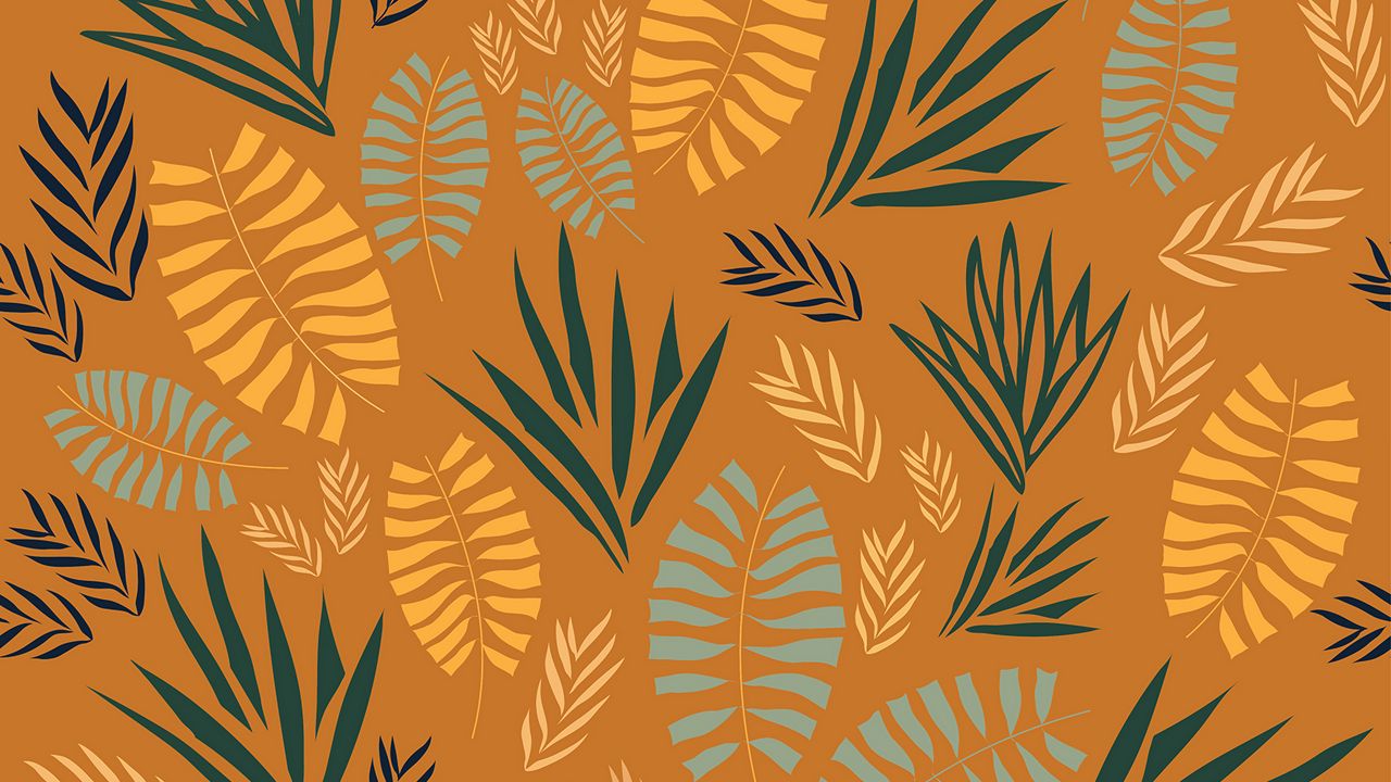 Wallpaper pattern, grass, branches, leaves, fern