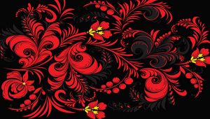 Preview wallpaper pattern, khokhloma, flowers, red