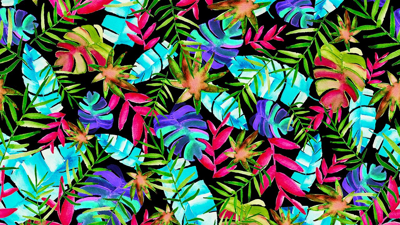 Wallpaper pattern, leaves, colorful, plants