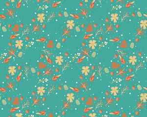 Preview wallpaper pattern, leaves, flowers, branches