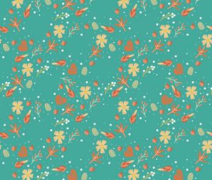 Preview wallpaper pattern, leaves, flowers, branches