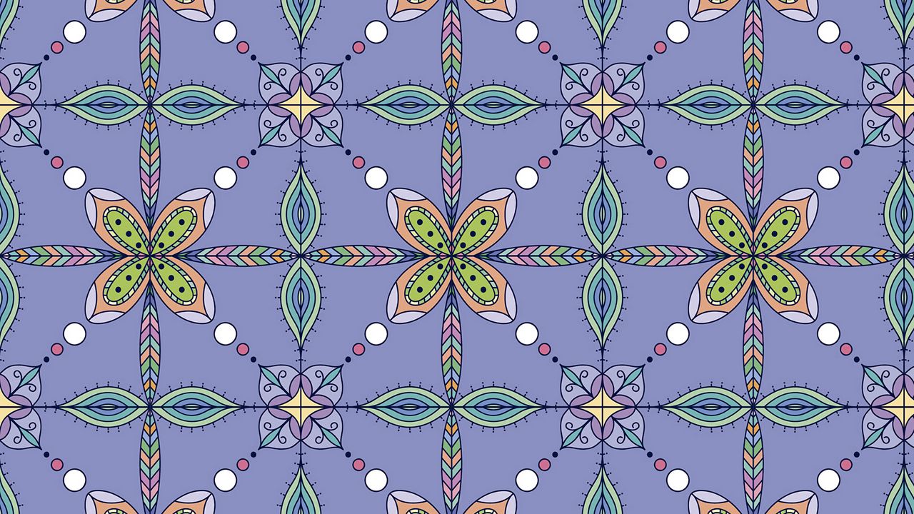 Wallpaper pattern, ornament, colorful, symmetric, endless